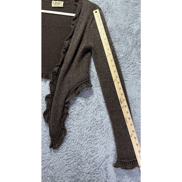 Vintage Juicy Medium Cashmere Cardigan Sweater Brown Gold Cropped Y2K Nature - Picture 10 of 12